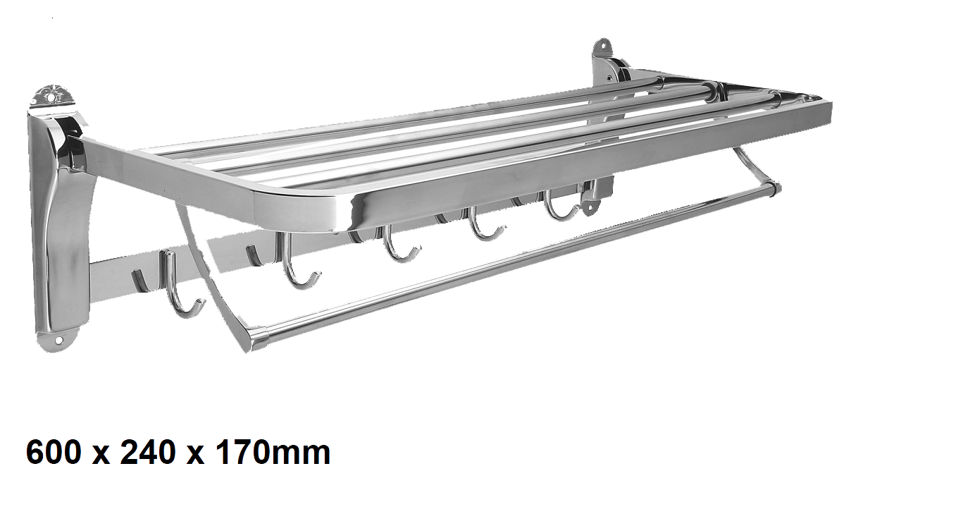 Showy S/S Foldable Towel Rack W/Hook 7131