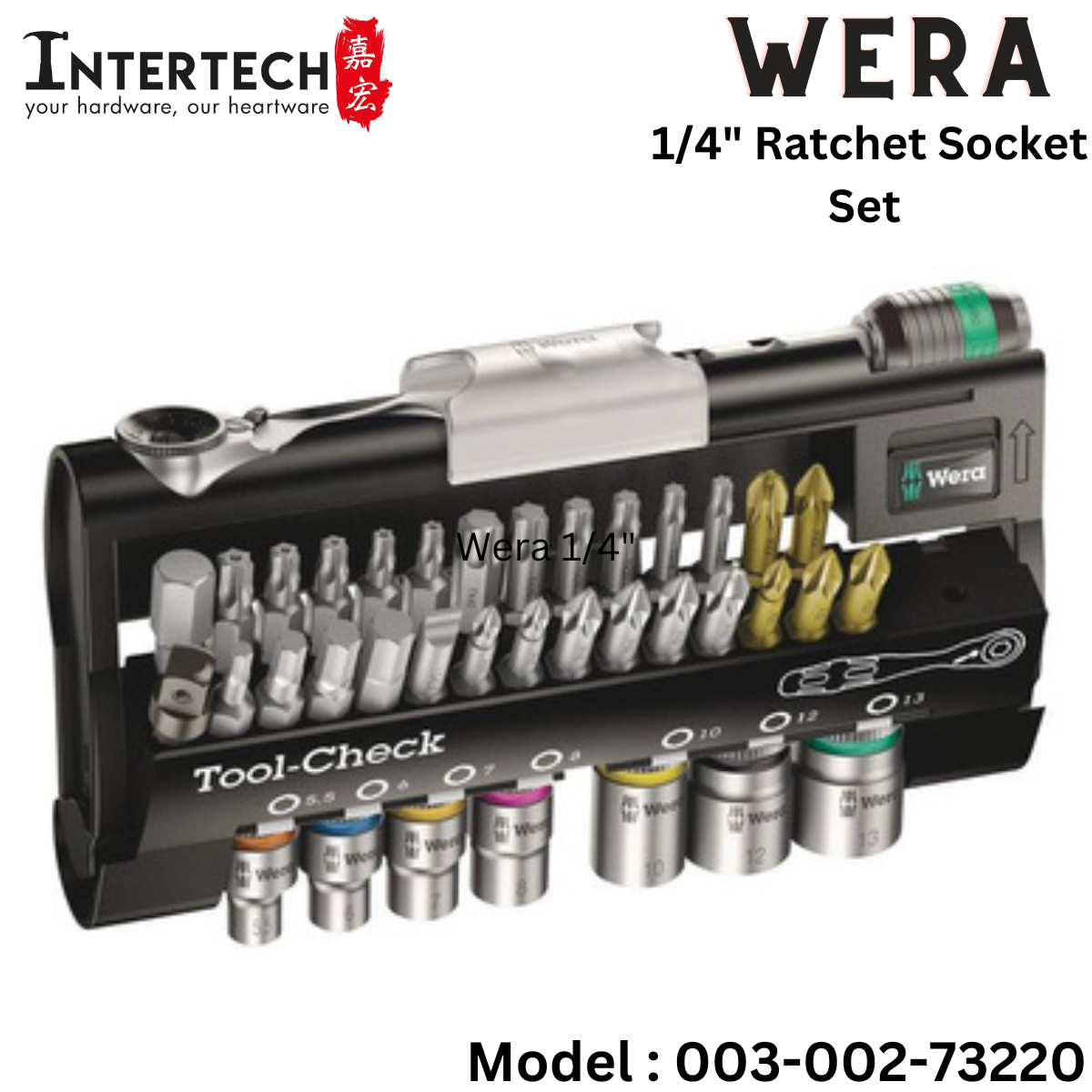 Wera 1/4" Dr TOOL-CHECK Bit Ratchet Socket Set