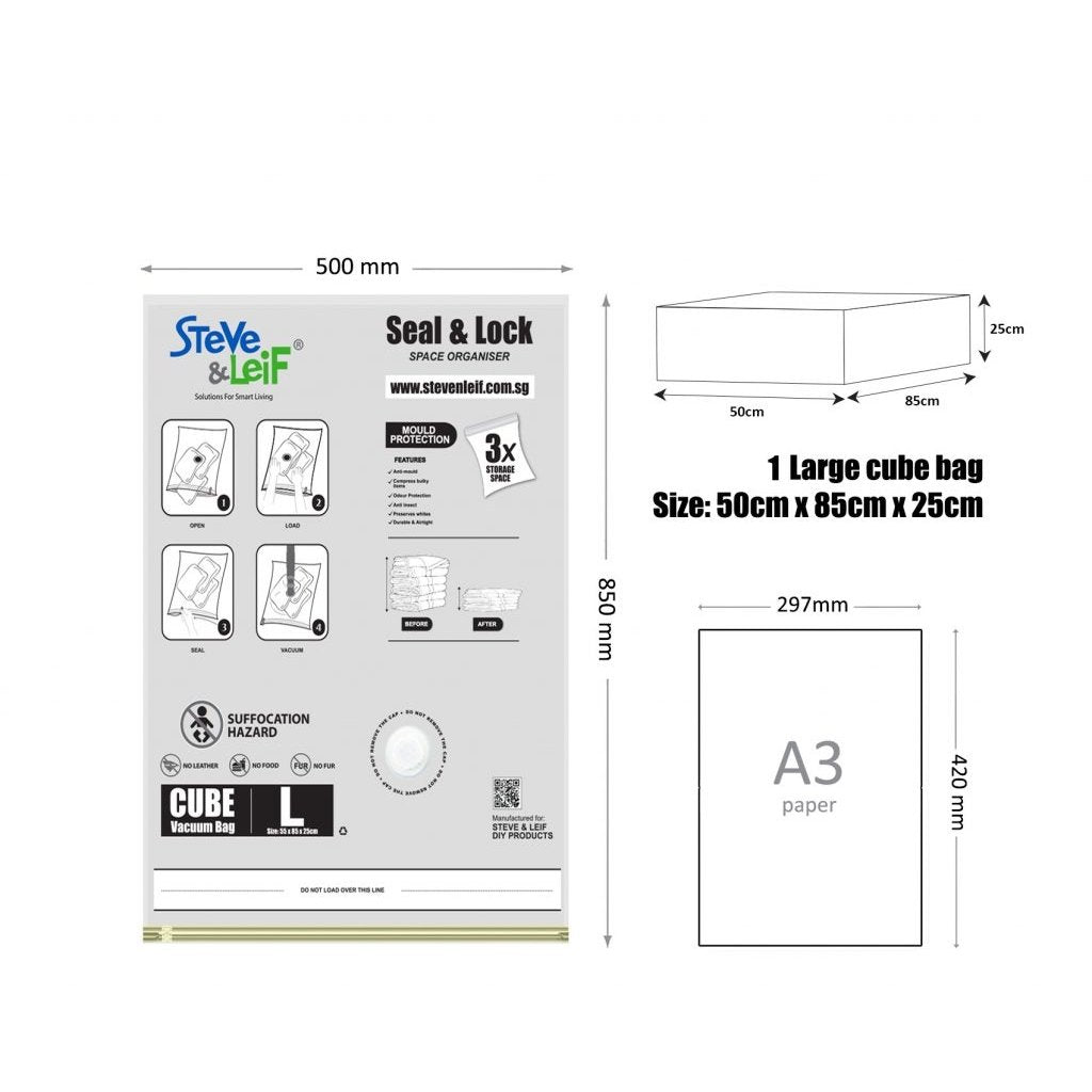 S&L Cube Vacuum Storage Bag 50X85X25cm 2pcs