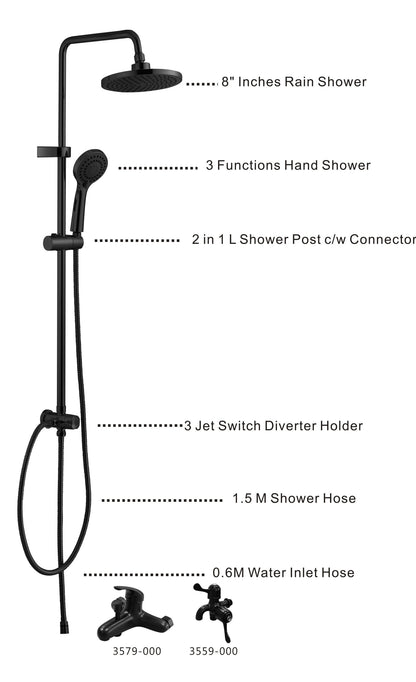 Showy 3-Way Rain Shower Post Set