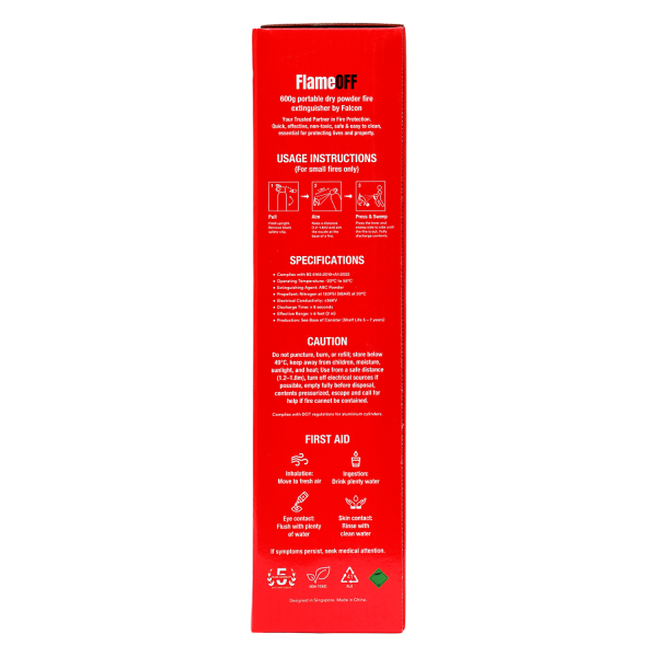 Falcon FLAMEOFF Portable Dry Powder Fire Extinguisher 600g