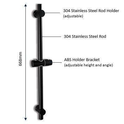 Husky Black Stainless Steel Shower Rod  with ABS Bracket C13-BSSSR