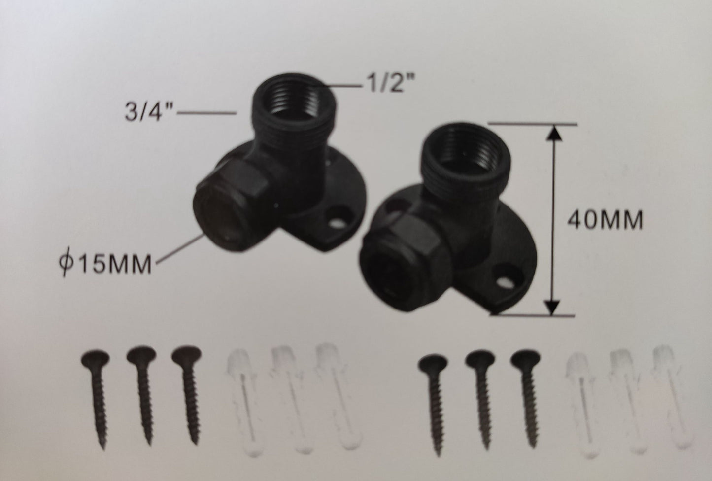 Showy Black Coated 3/4'' x 1/2'' Mixer Wall Bracket 3848