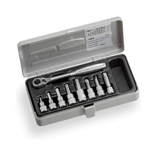 TONE 1/4" Dr HEX KEY SOCKET SET (10 pcs) - H2072 - Japan