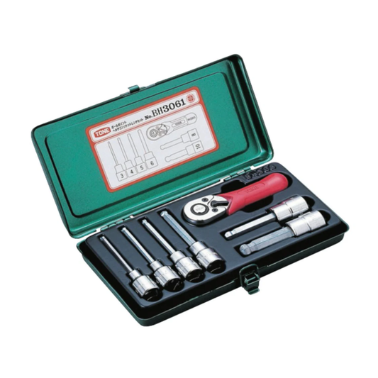 TONE 3/8" Dr BALL POINT HEX SOCKET SET (7 pcs) - BH3061 - Japan