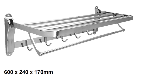 Showy S/S Foldable Towel Rack W/Hook 7131
