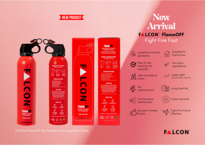 Falcon FLAMEOFF Portable Dry Powder Fire Extinguisher 600g