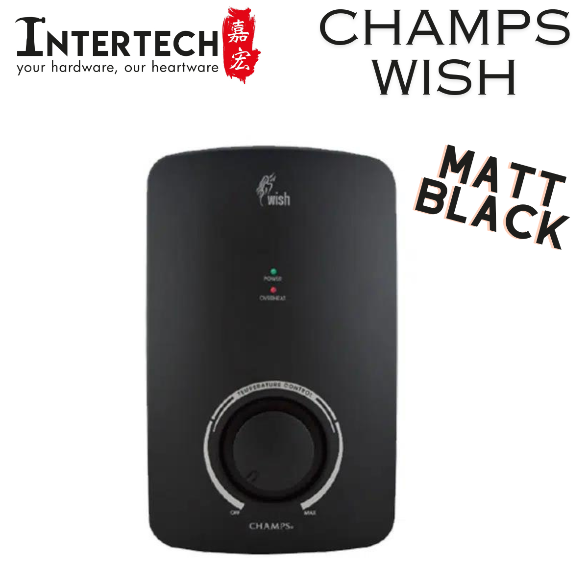 CHAMPS Wish Instant Water Heater  (Matt Black)