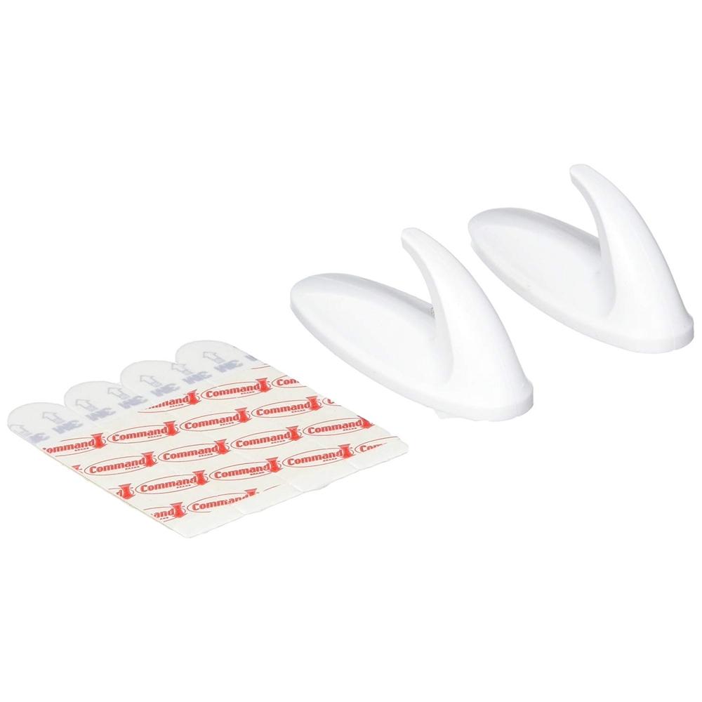 3M Command White Designer Medium Hooks 2 Hooks 4 Strips (17081)