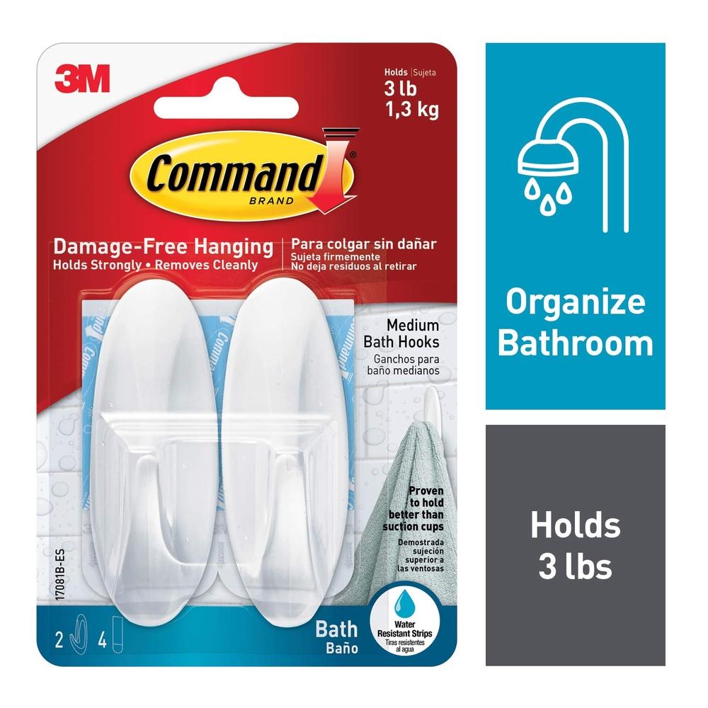 3M Command Medium White Bathroom Hooks (17081B)