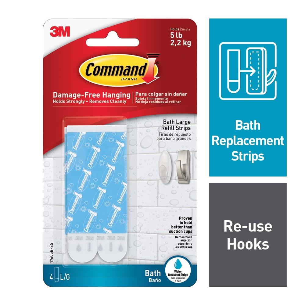 3M Command Water Resistant Strips 4 Large Strips (17605B)