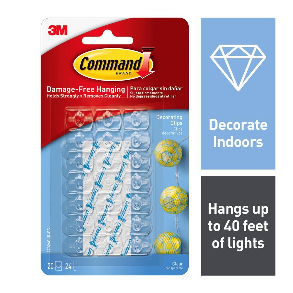 3M Command Clear Decorating Clips With Clear Strips 20 Hooks