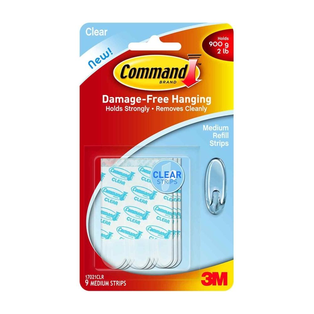 3M Command Clear Medium Refill Strips 9 Strips (17021CLR)