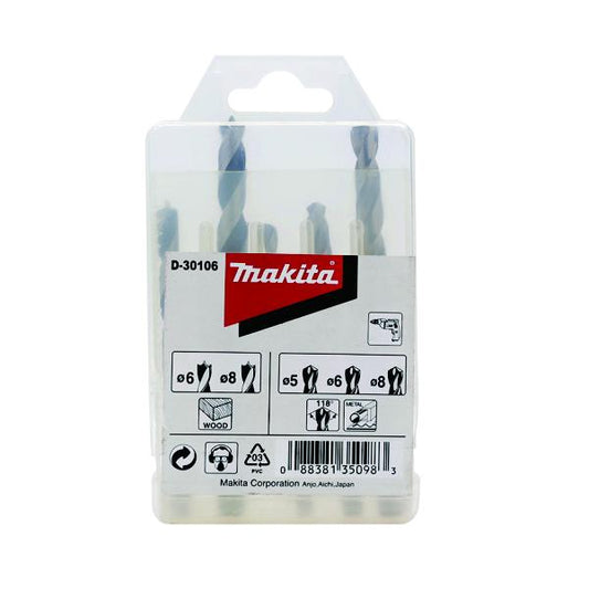 Photo of Makita D-30106 5Pcs Drill Bit Assortment (5,6,8mm Metal/6,8mm Wood)