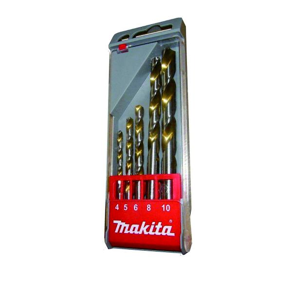 Photo of Makita D-30514 Titanium Coated HSS Metal Drill Bit 5Pcs Set (4,5,6,8,10mm Each)