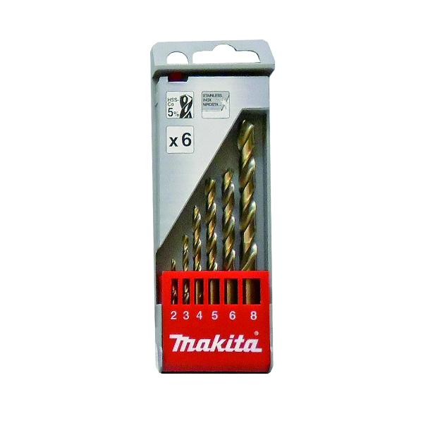 Photo of Makita D-57168 6Pcs Hss-Co Metal Drill Bit For Stainless Set (2,3,4,5,6,8mm Each)
