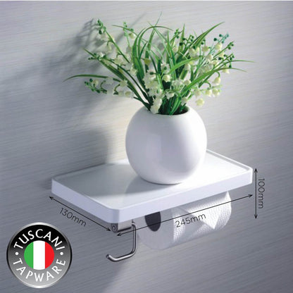 Tuscani Tapware ASSPH1 - Acrylic Shelf with Single Paper Holder & Hook