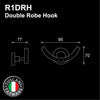 Tuscani Tapware R1RH - RONDANA Series Double Robe Hook - Bathroom Accessories