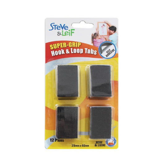 S&L Super Grip Hook And Loop Tabs Black