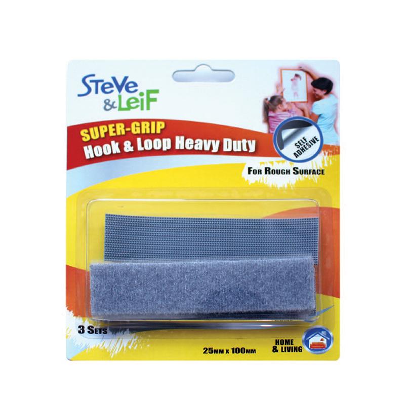 S&L Super Grip Heavy Duty Hook And Loop Strips Grey