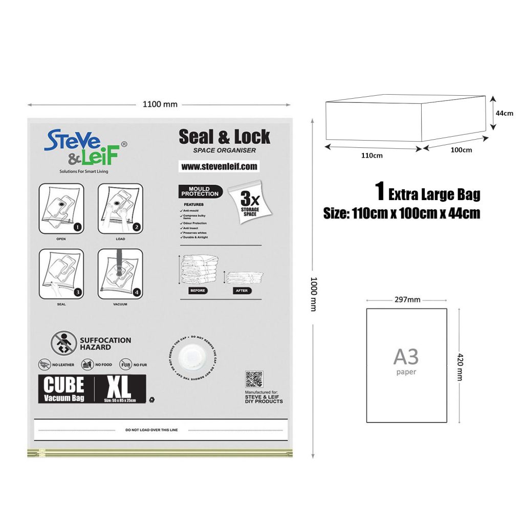 S&L Cube Vacuum Storage Bag 110cm X 100cm X 44cm 2pcs