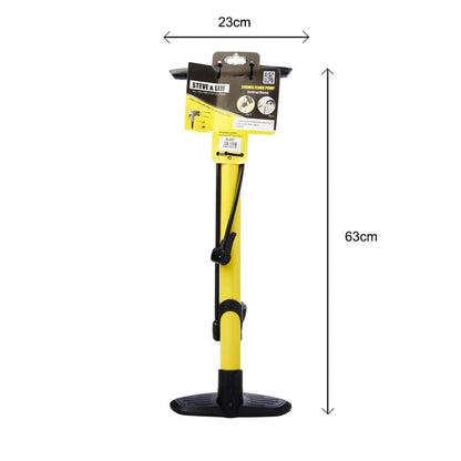 S&L Cosmic Yellow Floor Pump With Mounted Gauge