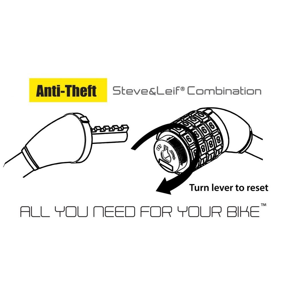 S&L Bicycle Combination Lock W/Bracket 12mm X 1.8m