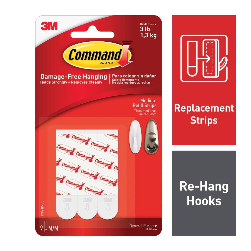 3M Command Medium Refill Strips 12 Strips (17021P-12PK)