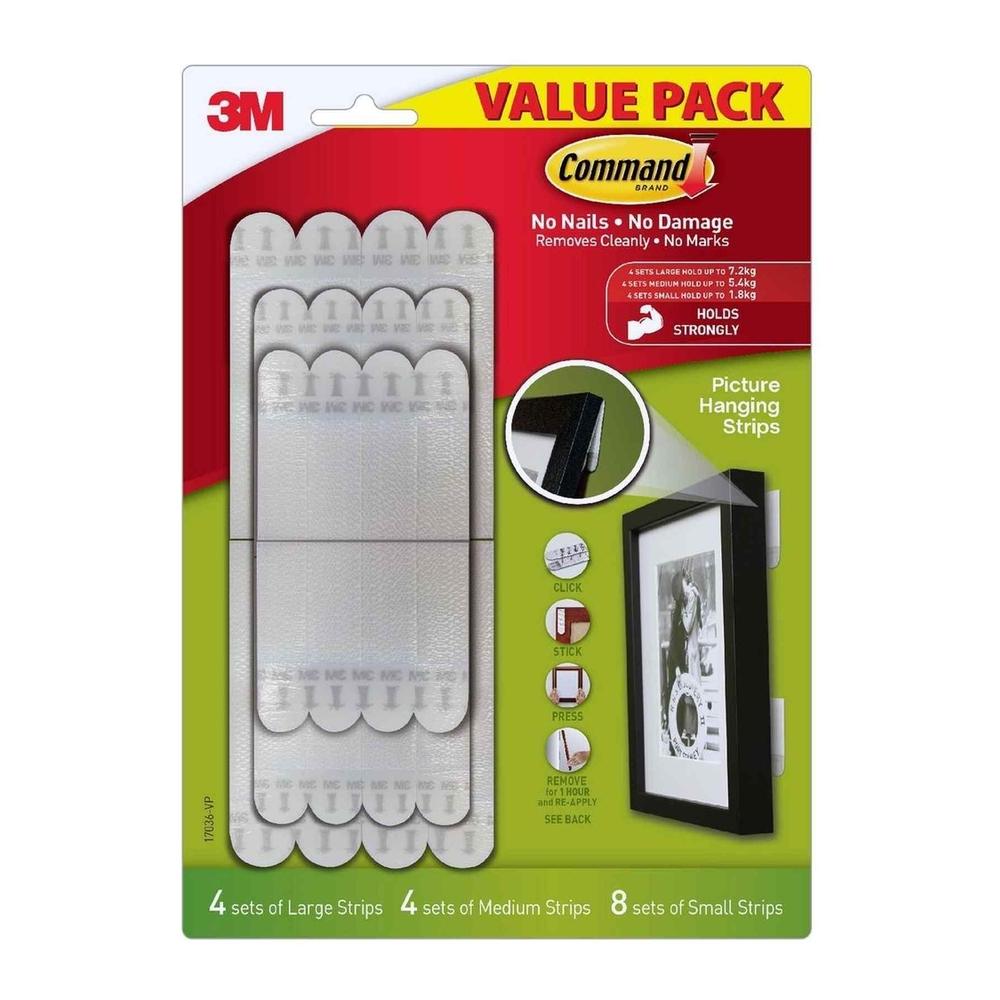 3M Command Picture Hanging Strips Assorted White Value Pack (17036VP)