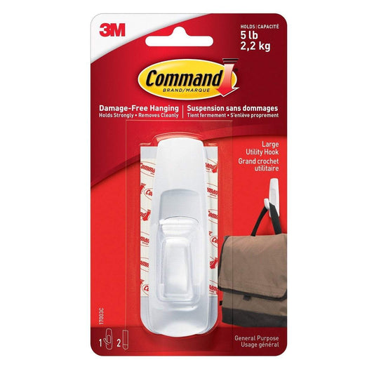 Photo of 3M Command White Large Hooks 1 Hook 2 Strips