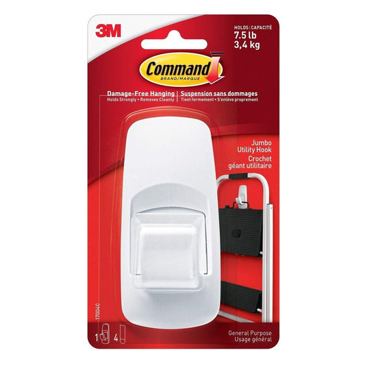 Photo of 3M Command White Jumbo Hook 1 Hook 4 Strips