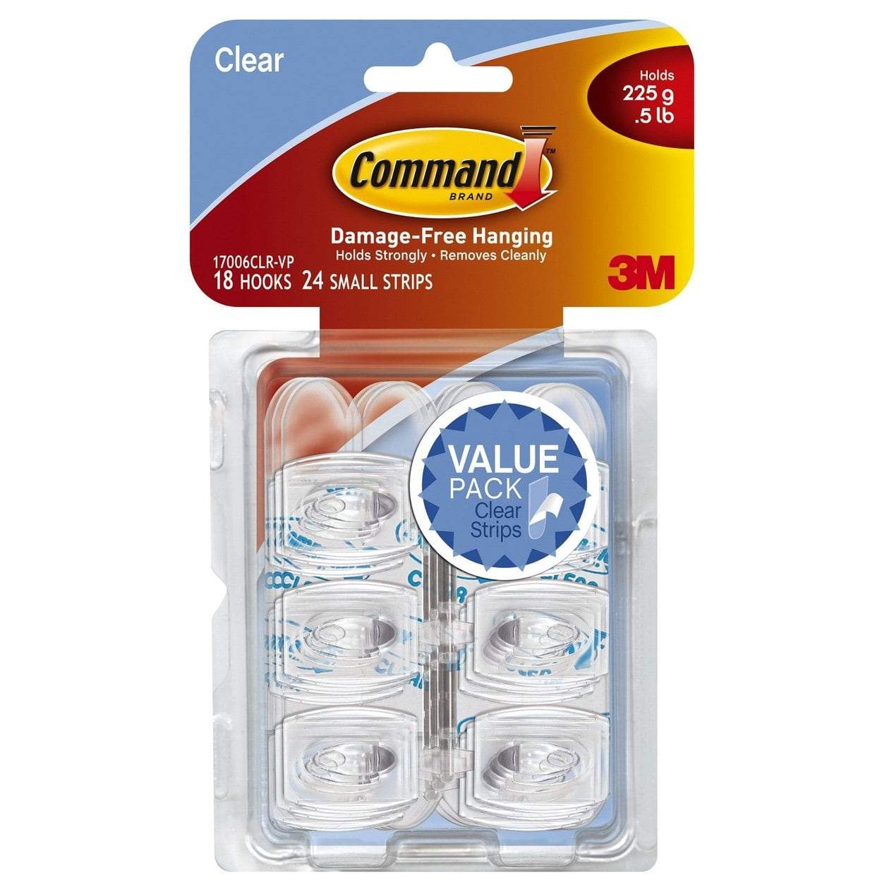 Photo of 3M Command Mini Clear Hooks Value Pack 18 Hooks 24 Strips