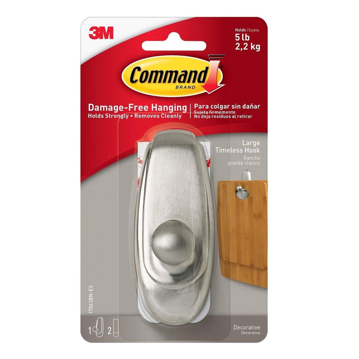 Photo of 3M Command Timeless Large Brushed Nickel Hook