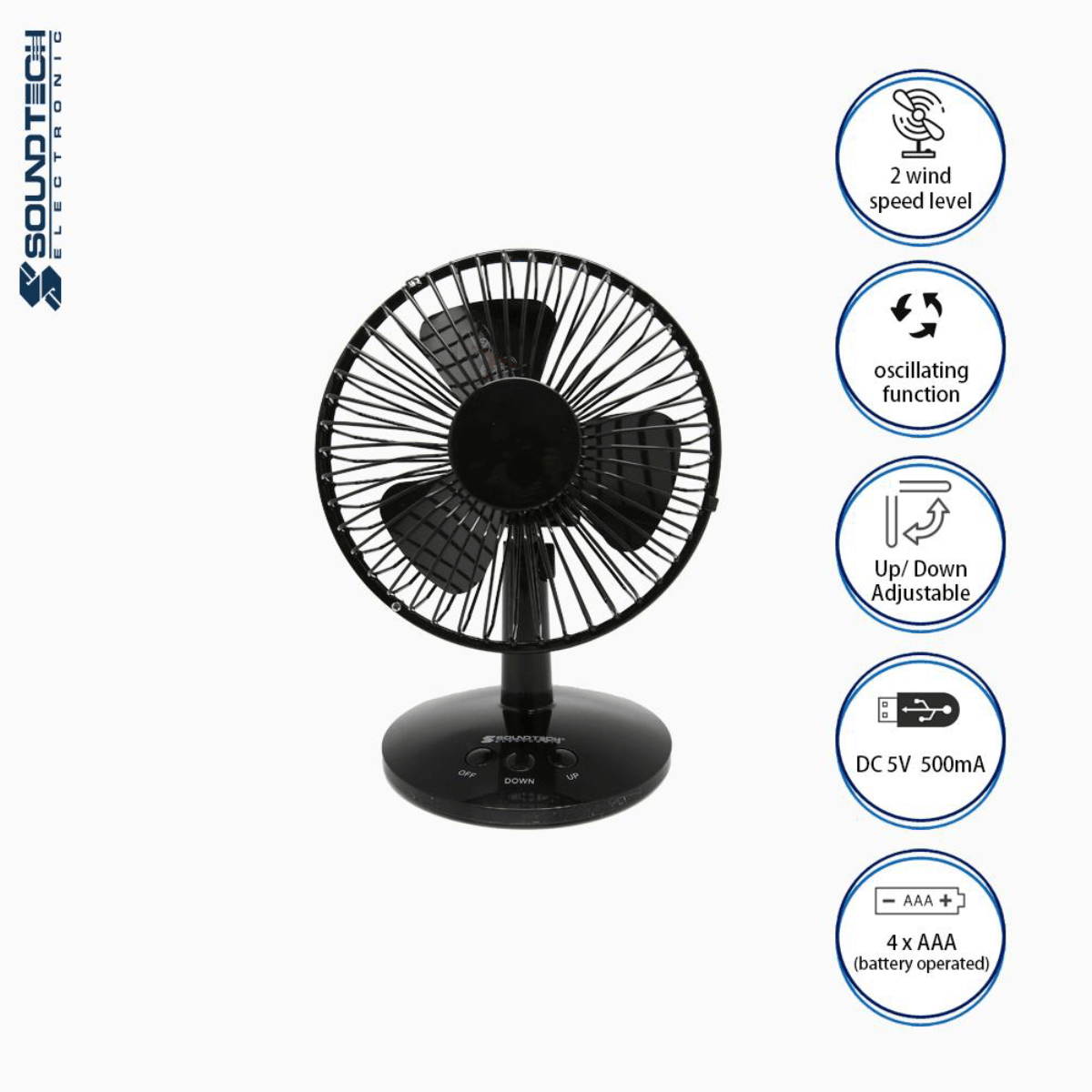 Soundteoh USB Desk Fan CS-203/BL