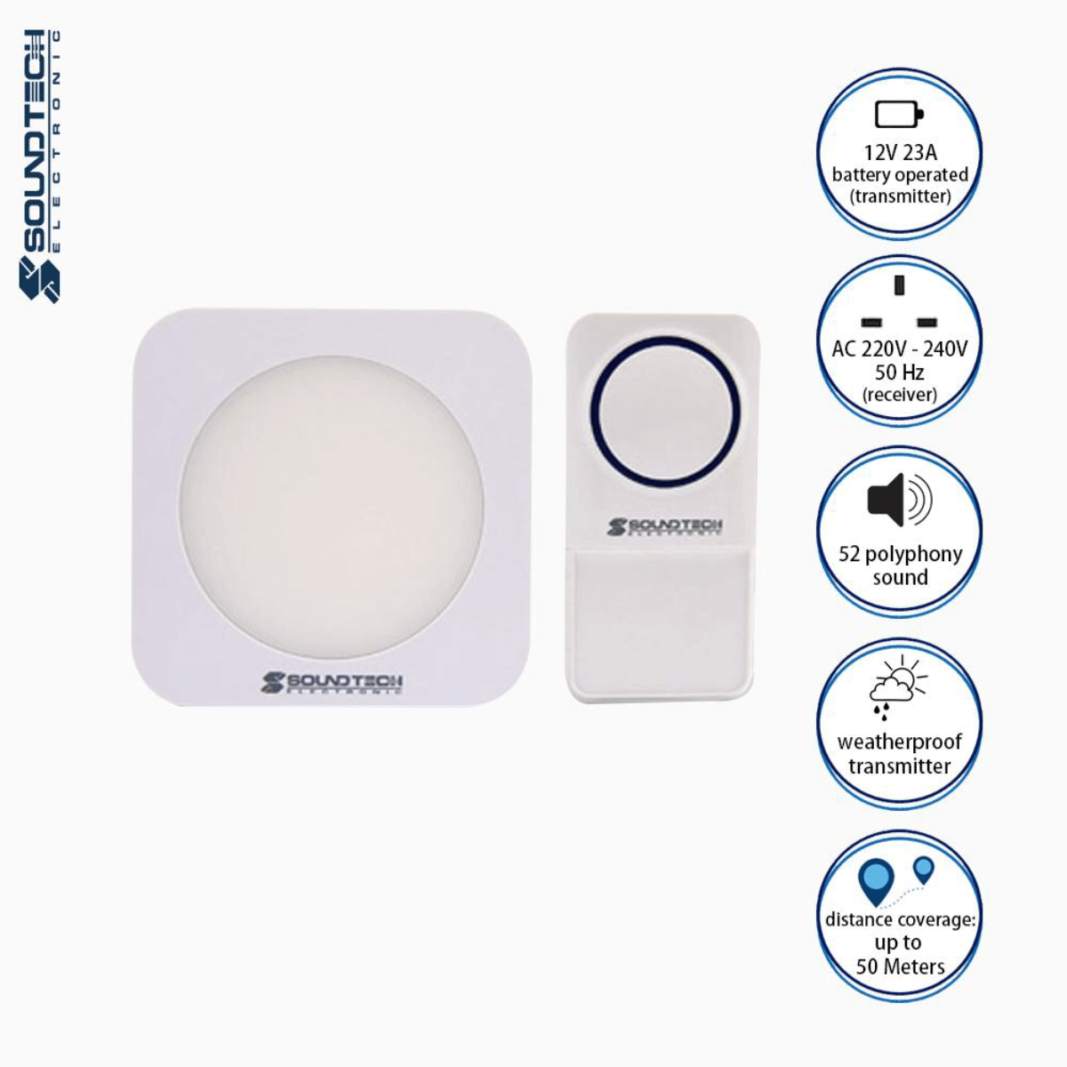 Soundteoh Wireless Digital Doorbell W/ Night Light DA-11