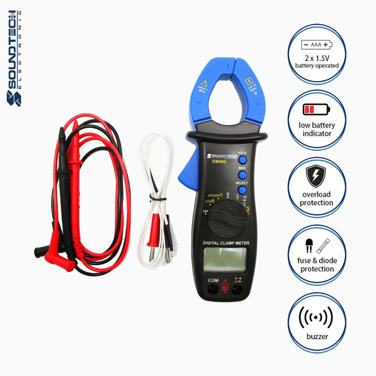 Soundteoh Digital Clamp Meter EM-402