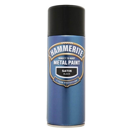 Hammerite Direct to Rust Metal Paint Aerosol Satin Finish (Black)