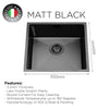Photo of Matt Black Under-Mount Kitchen Sink