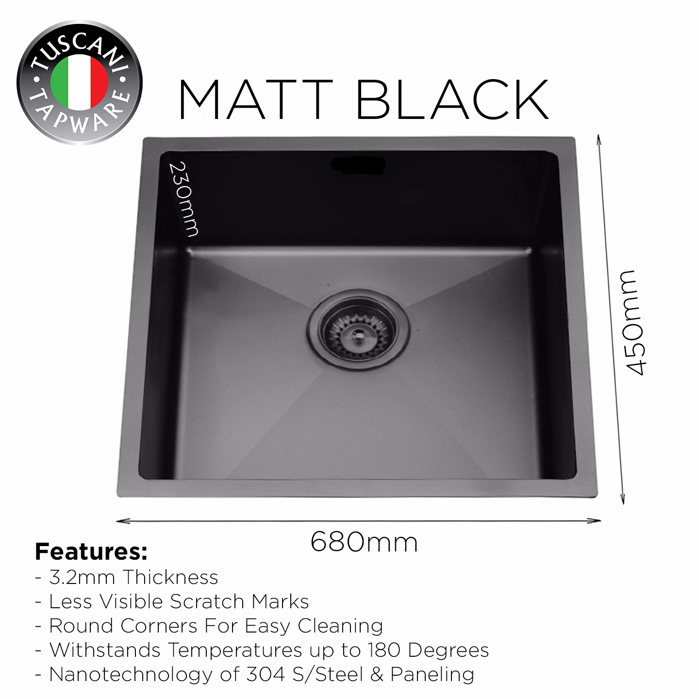 Photo of Matt Black Under-Mount Kitchen Sink