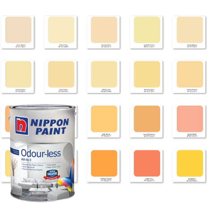 Nippon Paint Odour Less All in 1 Yellow and Orange