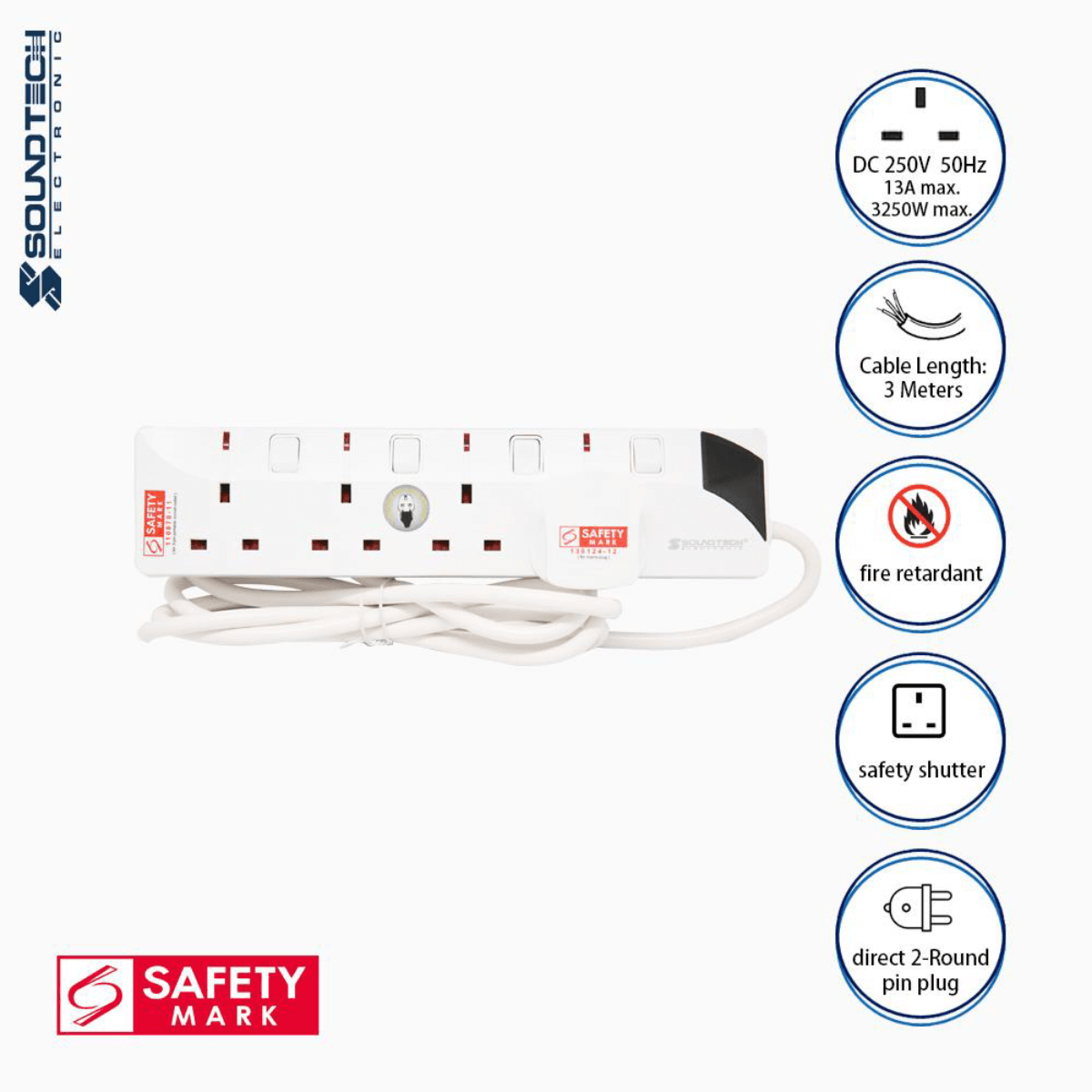 Soundteoh 4 Way Extension Socket PS-004/3M