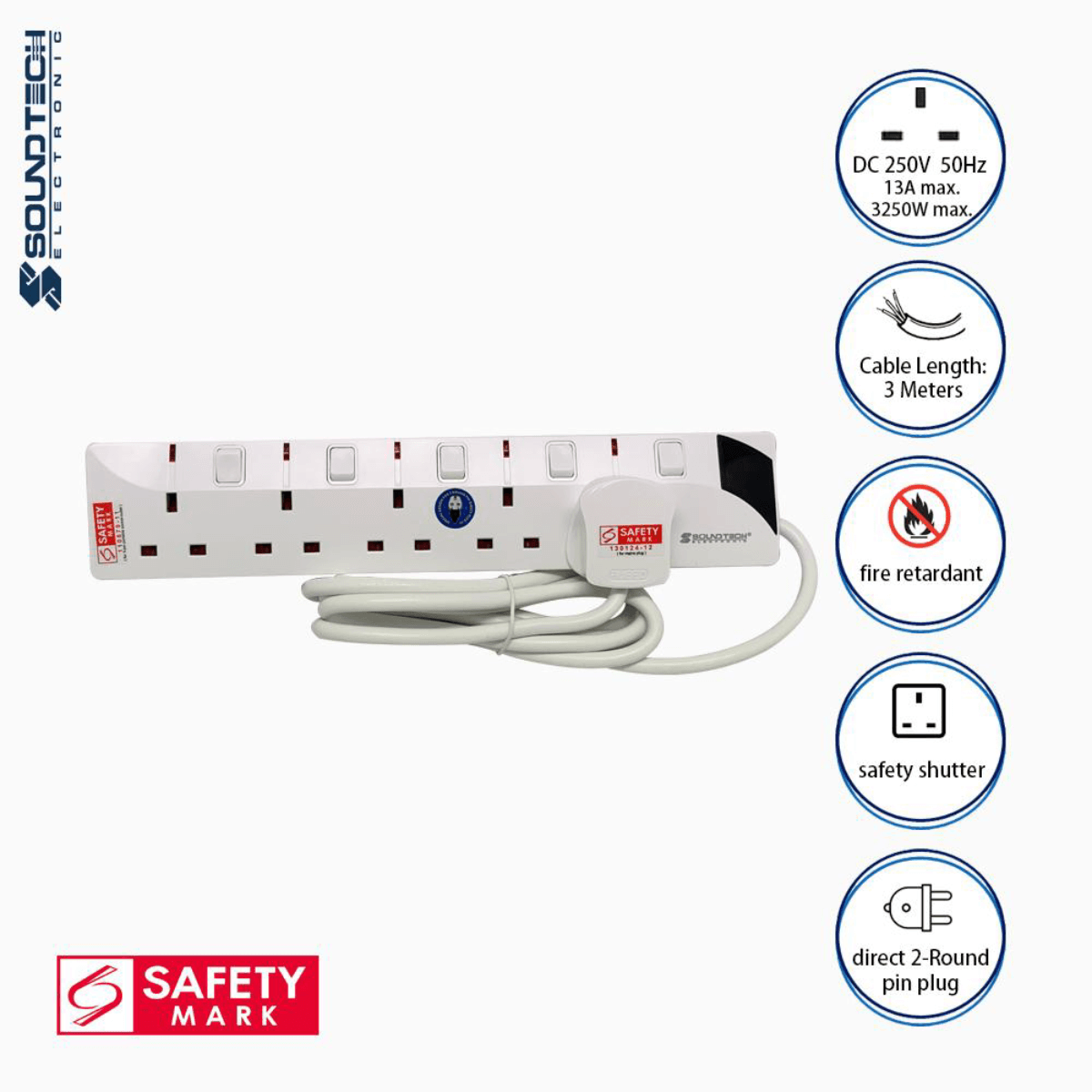 Soundteoh 5 Way Extension Socket PS-005/3M