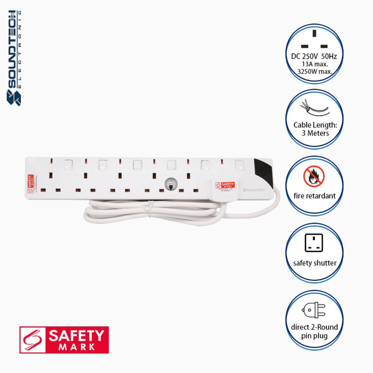 Soundteoh 6 Way Extension Socket PS-006/3M