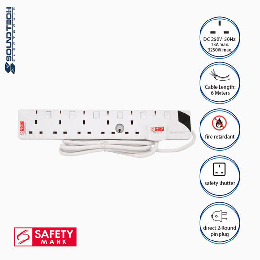 Soundteoh 6 Way Extension Socket PS-006/6M