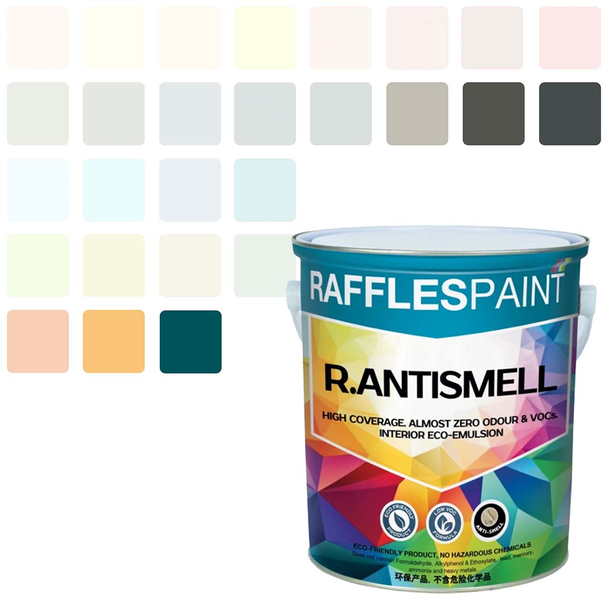 Raffles Paint  R.ANTISMELL (5L + 20L, All Popular Colours)