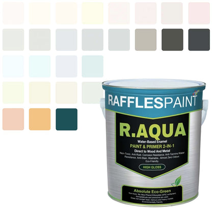 Raffles Paint R.AQUA: Water Based Enamel Paint & Primer 2-in-1 (All Popular Colours)