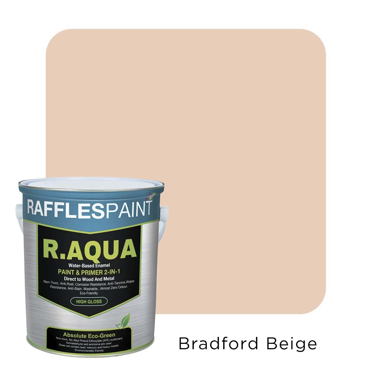 Raffles Paint R.AQUA: Water Based Enamel Paint & Primer 2-in-1 (All Popular Colours)