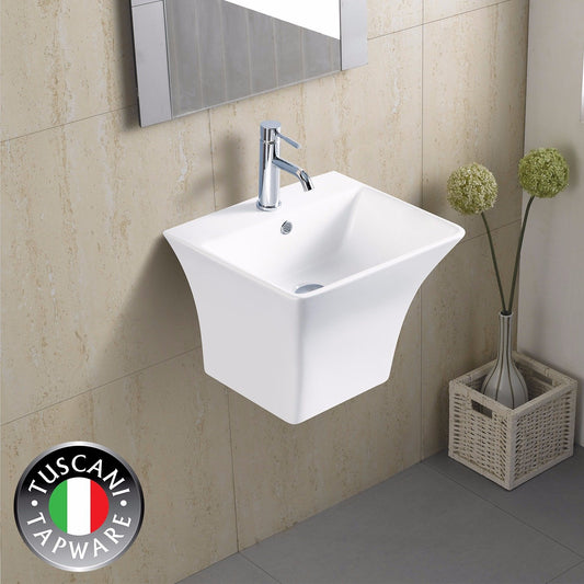 Photo of Wall Mounted Designer Basin - Deep Angular Basin in White