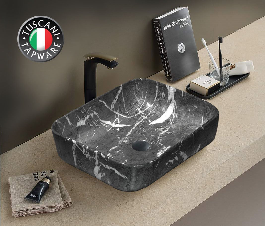 Tuscani Tapware TBPC1020B Marble Design Deck Mounted Basin
