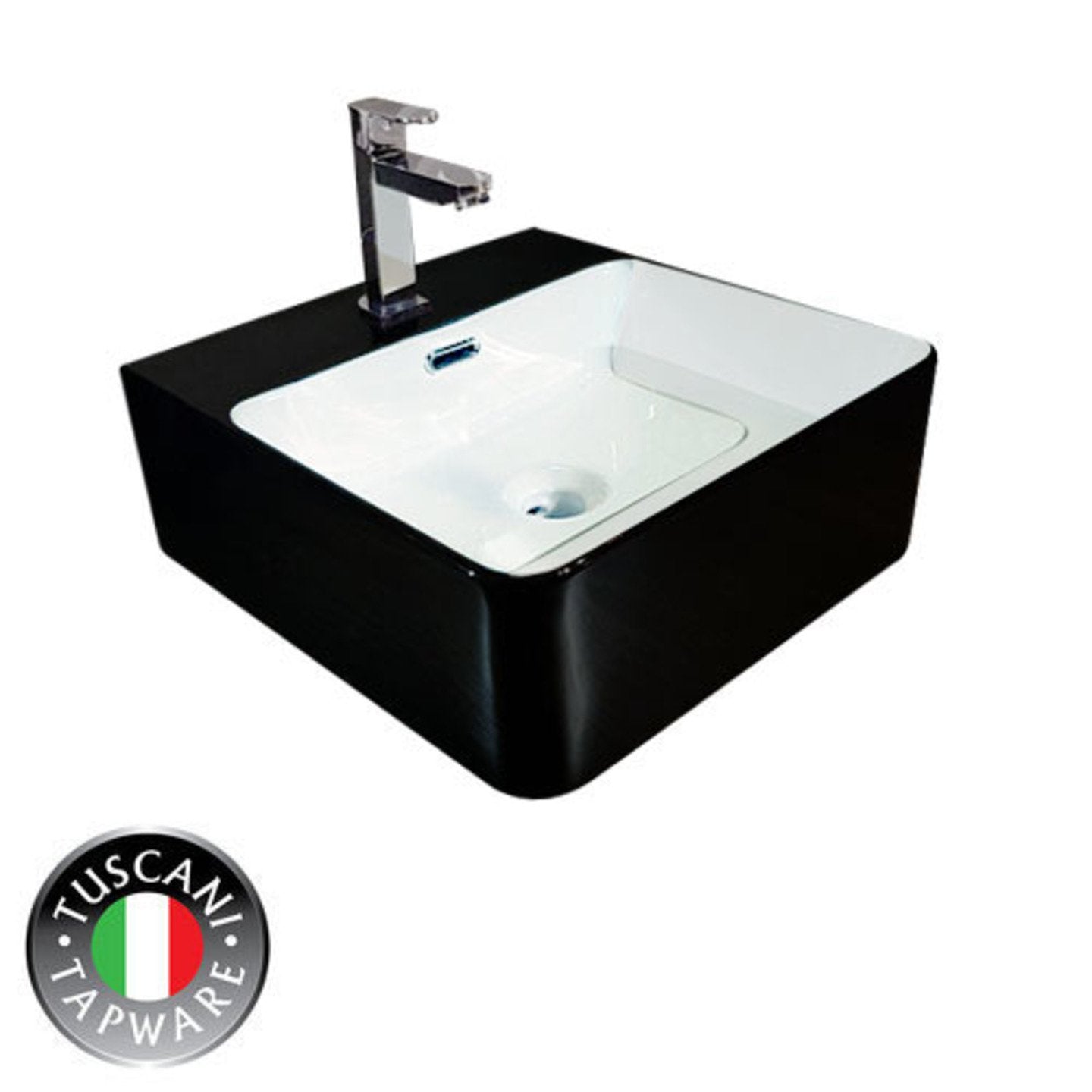 Photo of Wall / Deck Designer Basin - White & Black Wall (Rounded Edges)